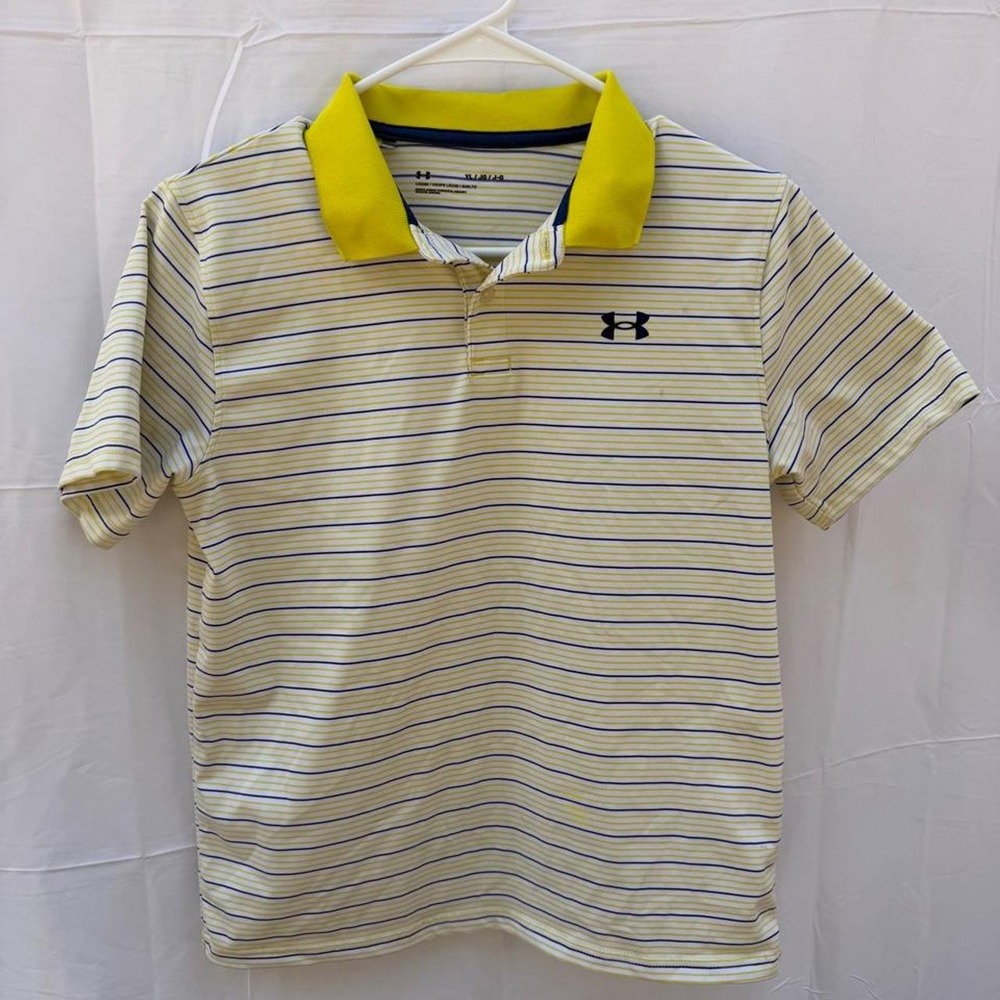 Under Armour Boys' Striped Golf Polo Youth Large